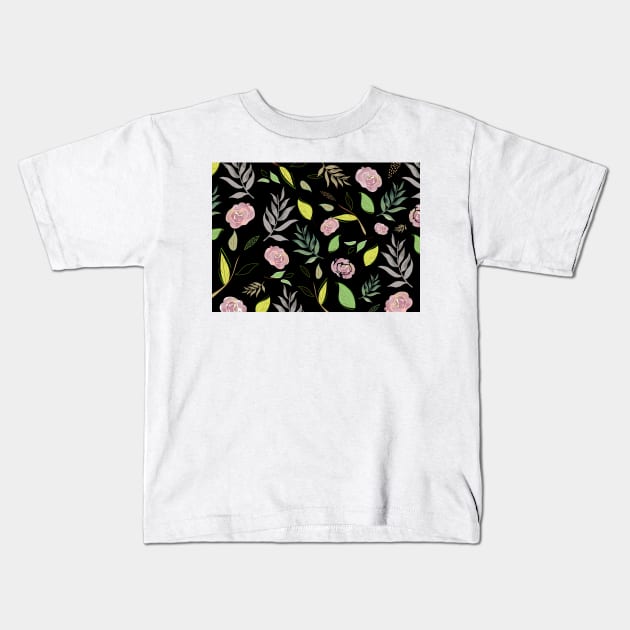 festive watercolor flowers 3 Kids T-Shirt by B&K